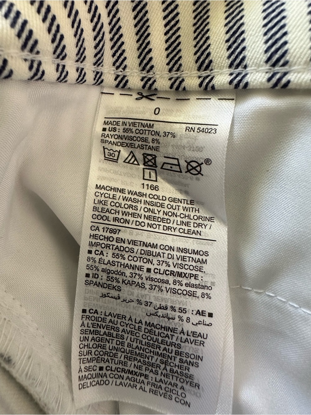 Old Navy Pixie High Rise Slim White and Navy Striped Pants - Picture 11 of 11